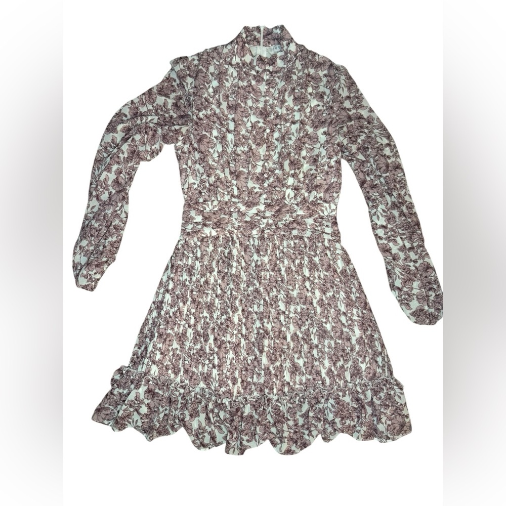 Ivy City Co Pink Floral Long Sleeve Ruffle Dress - Picture 4 of 7